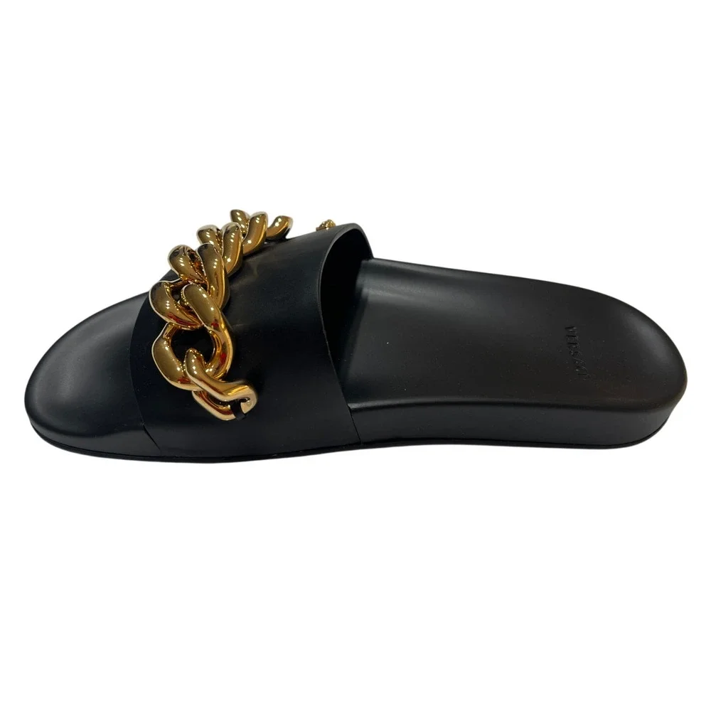 6-98 VERSACE Men's Sandals Chain Gold/Black Size 44EU/10.5US